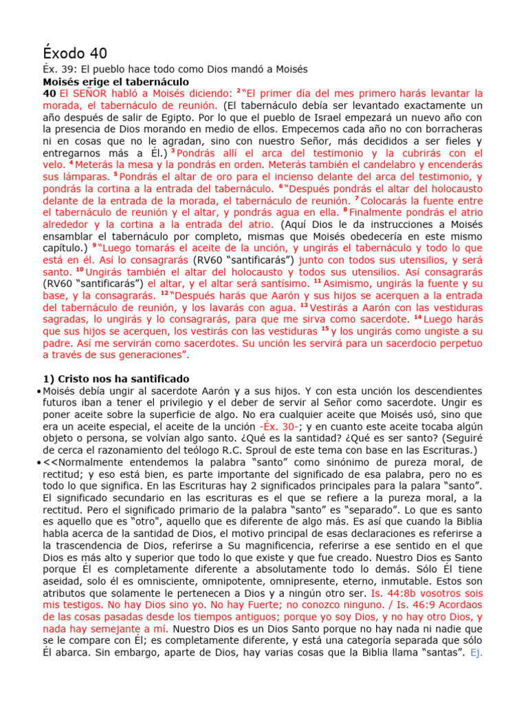 Éxodo 40 | PDF | Tabernáculo | Libro del éxodo