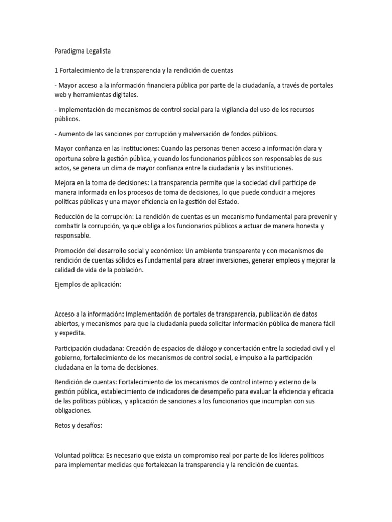 Fortalecimiento de La Transparencia y La Rendición de Cuentas | PDF ...