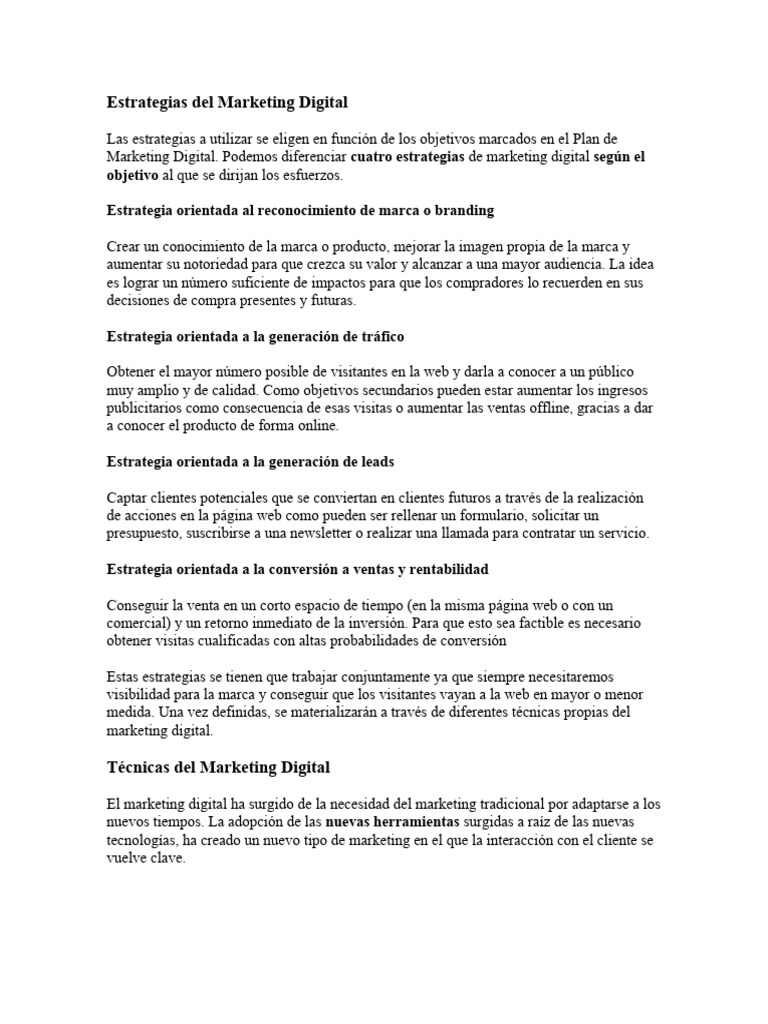 Estrategias y Técnicas de Marketing Digital | PDF | Publicidad online ...