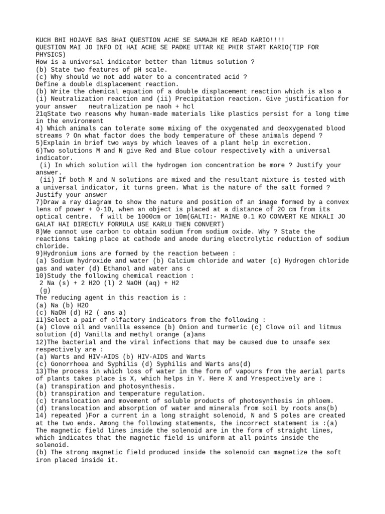 Key Science Questions and Concepts Explained | PDF | Fight Or Flight ...