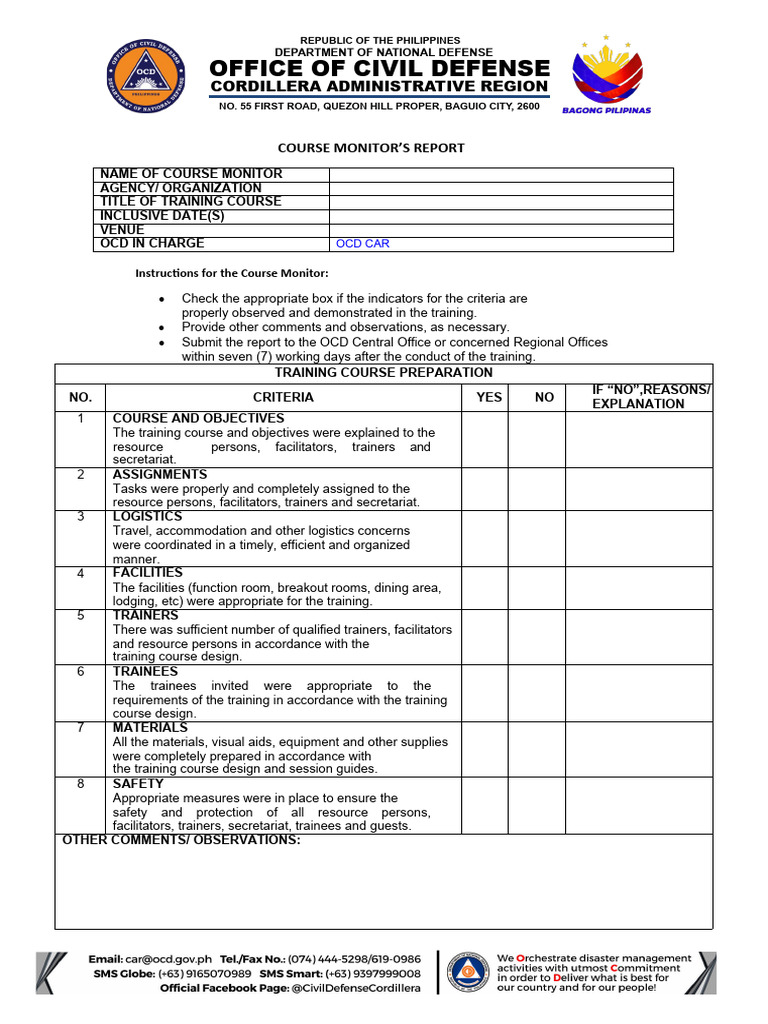 Course Monitor's Training Report | PDF | Human Communication | Cognition
