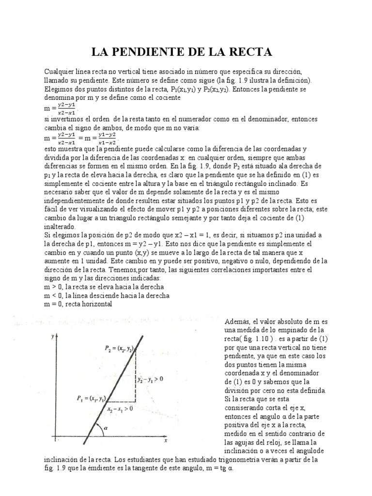 La Pendiente de La Recta | PDF | Línea (geometría) | Pendiente
