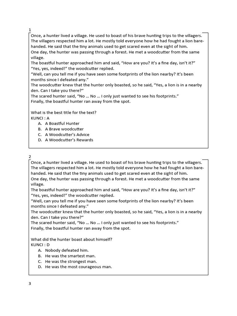 Soal Narrative Text Kelas 9 Pilihan Ganda