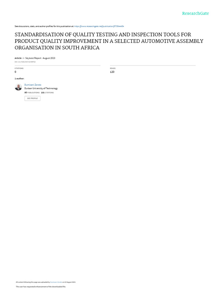 Standardisation of Quality Testing and Inspection Tools | PDF | P Value ...