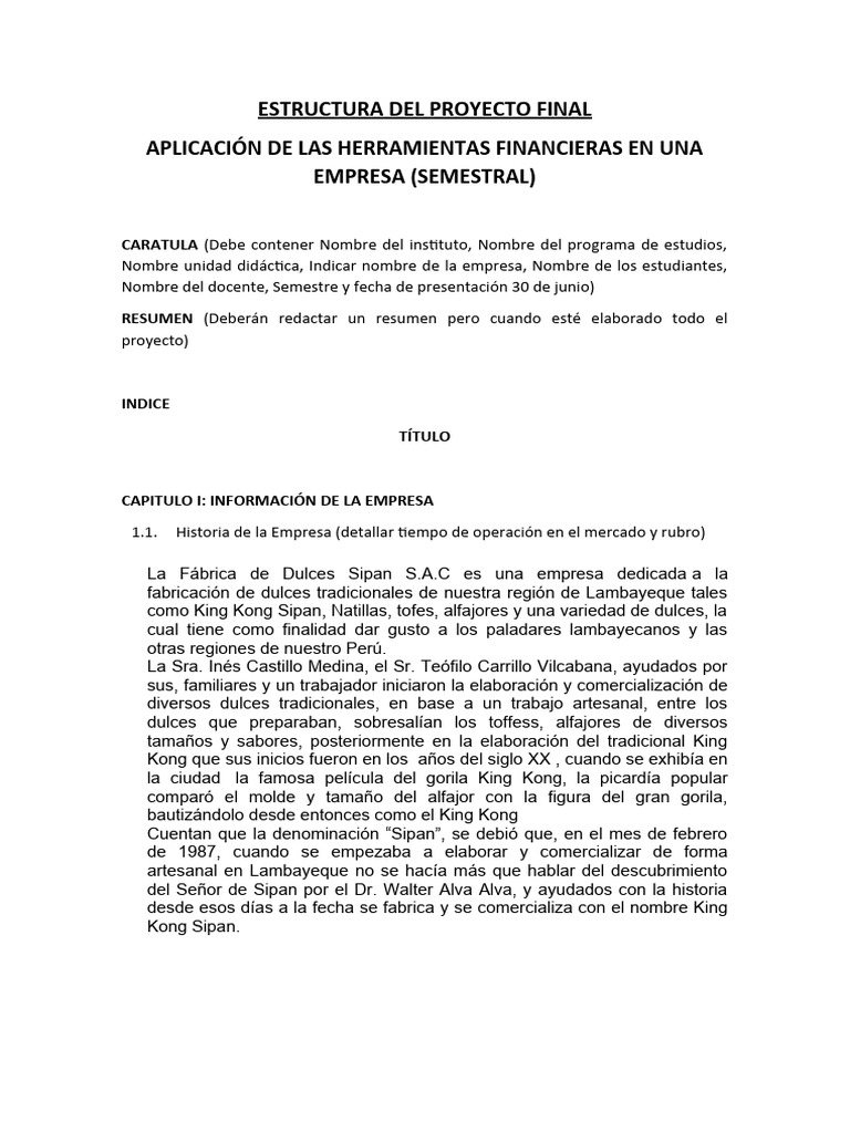 Estructura Proyecto Final | PDF