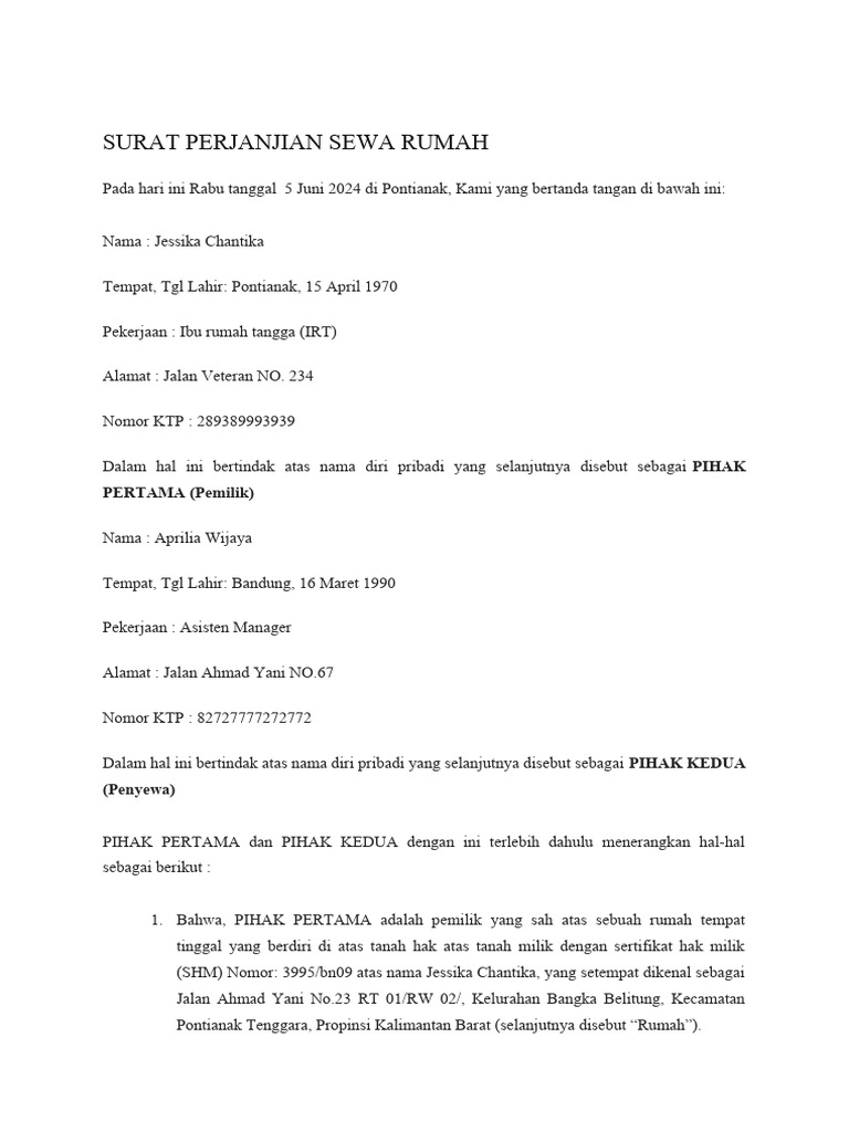 DOWNLOAD SURAT PERJANJIAN SEWA RUMAH DOC visual data 8