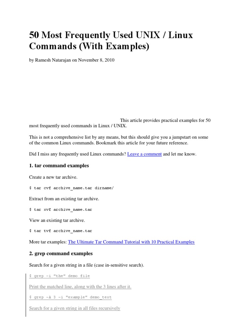 Top 50 Essential Linux Commands | PDF