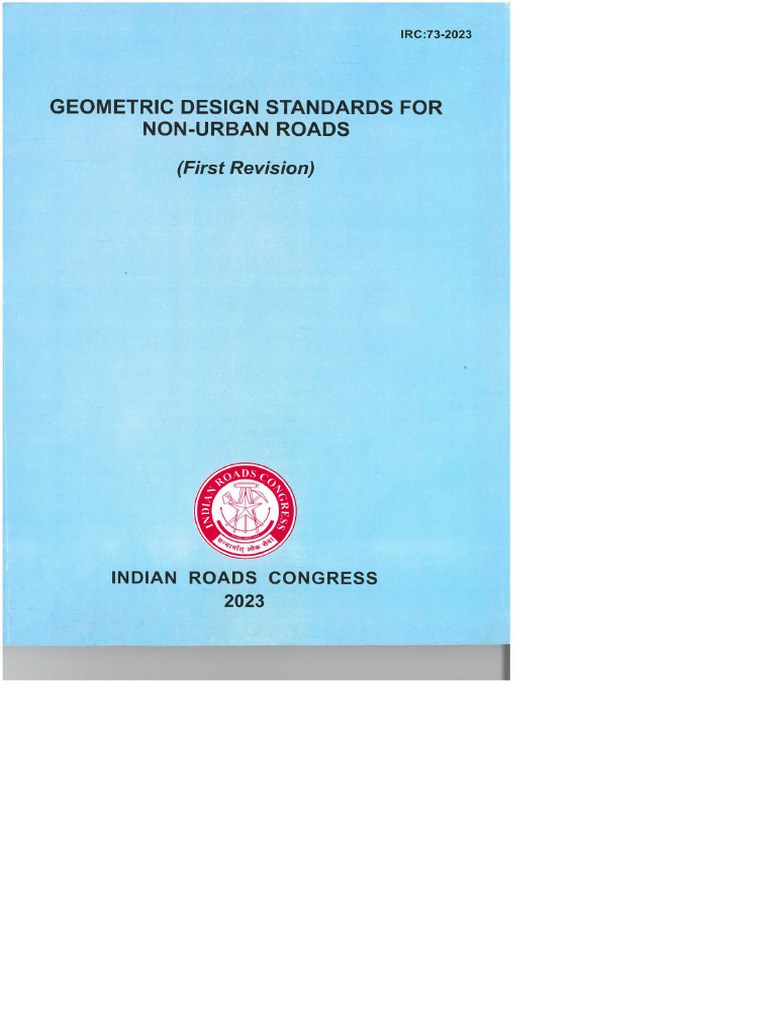 IRC 73-2023 Geometric Design Standards For Non-Urban (Rural) Roads ...
