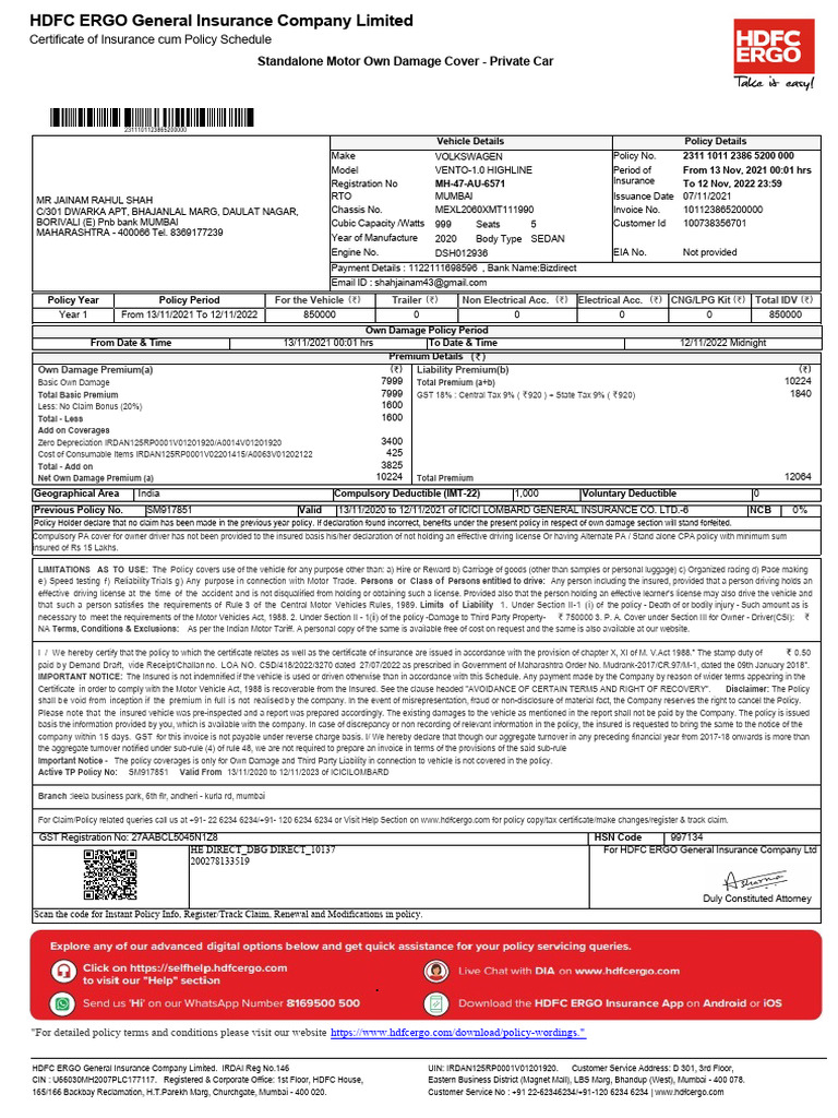 Policy Document-2311101123865200000 | PDF | Insurance | Deductible