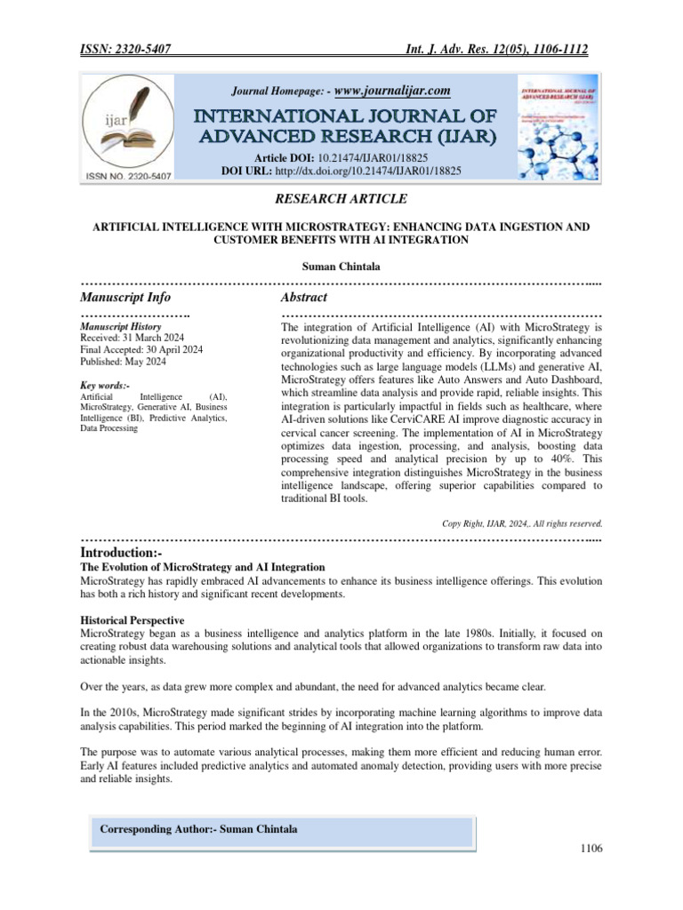 Artificial Intelligence With Microstrategy: Enhancing Data Ingestion ...