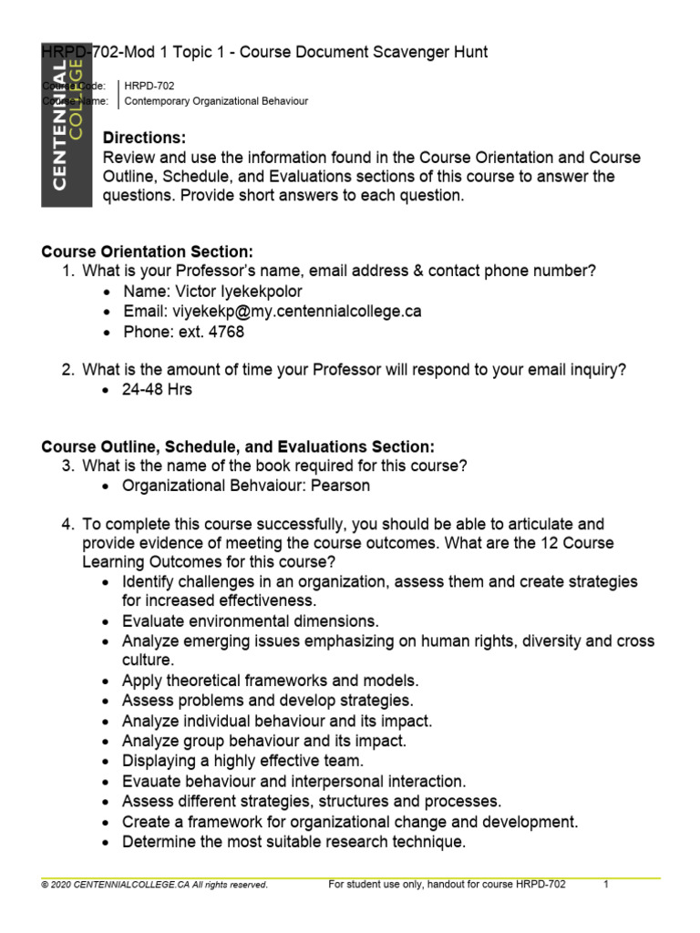 HRPD-702 Course Overview & Requirements | PDF | Organizational Behavior ...