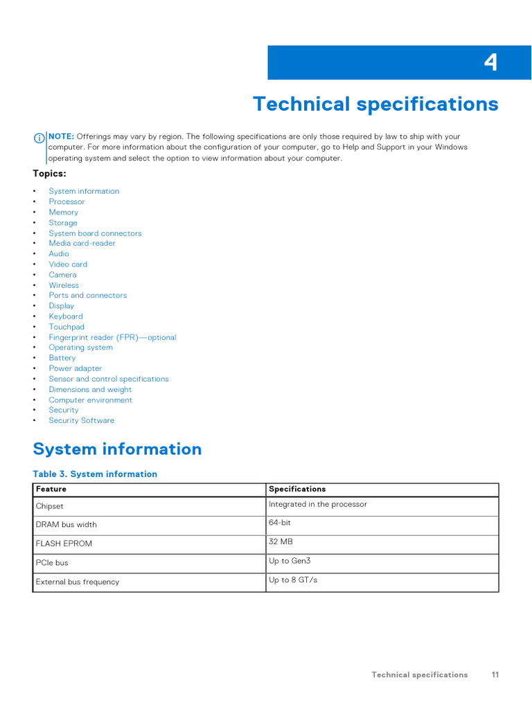 Dell - Latitude 3301 - Specifications | PDF | Hdmi | Information And ...