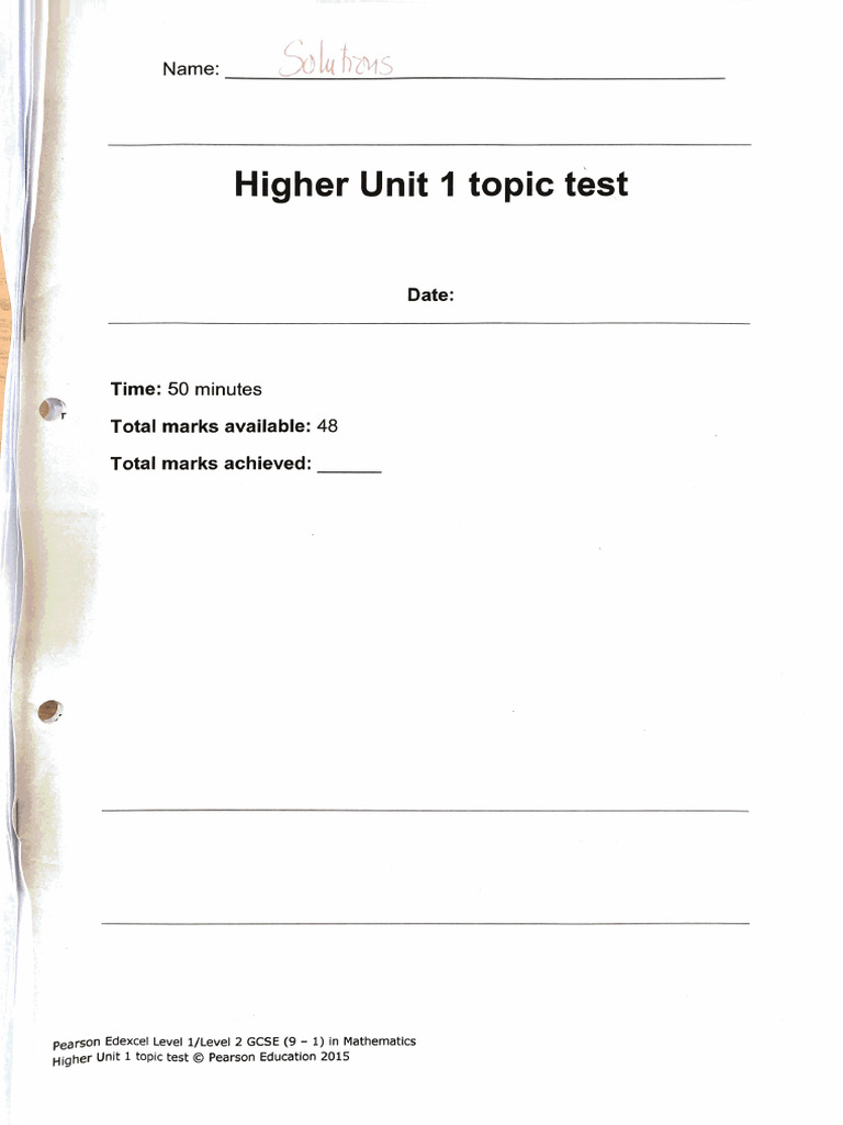 Higher Chapter 1 Topic Written Solutions | PDF