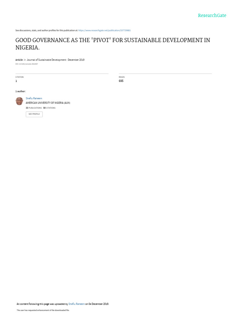 Good Governance for Nigeria's Development | PDF | Governance ...