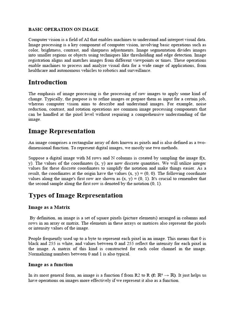 Basic Image Opeartion | PDF | Image Segmentation | Computer Vision