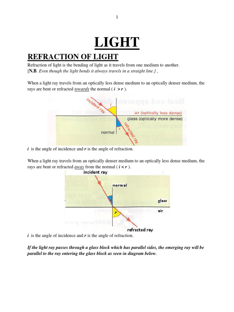 Understanding Light Refraction and Lenses | PDF | Optics | Refraction