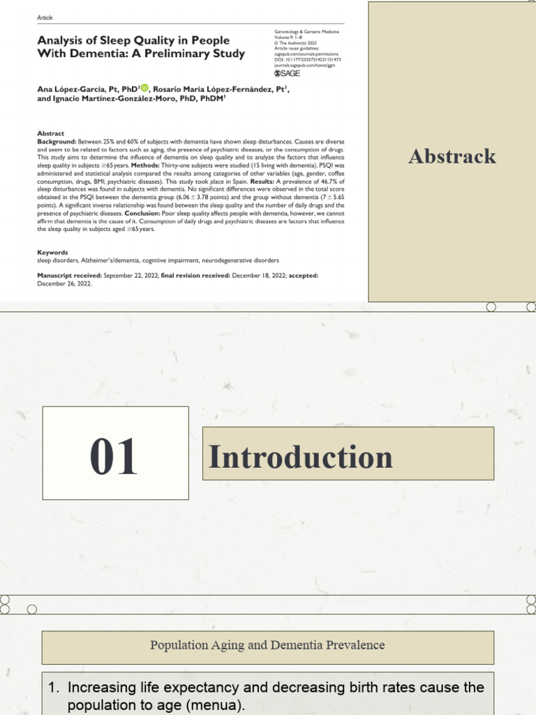 Sleep Quality in Dementia Patients | PDF | Sleep Disorder | Dementia