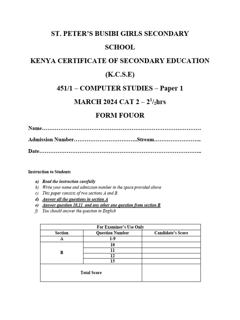Form 4 pp1 | PDF | Computer Network | Operating System