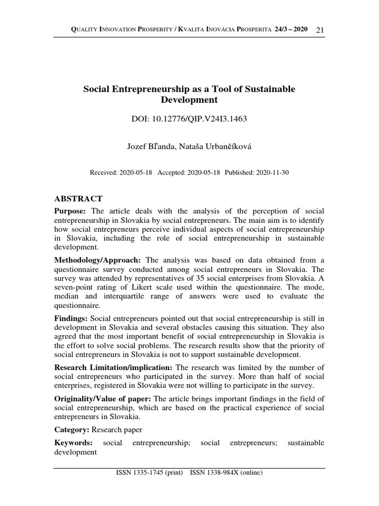 Social Entrepreneurship in Slovakia's Development | PDF ...