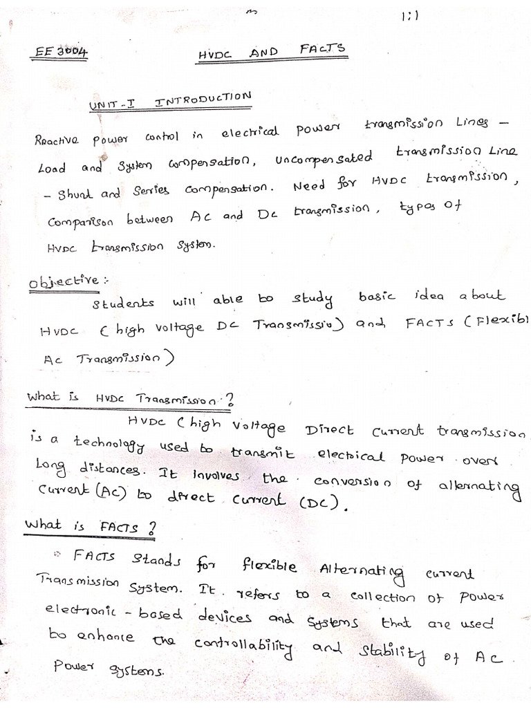 Hvdc And Facts Unit 1 Pdf