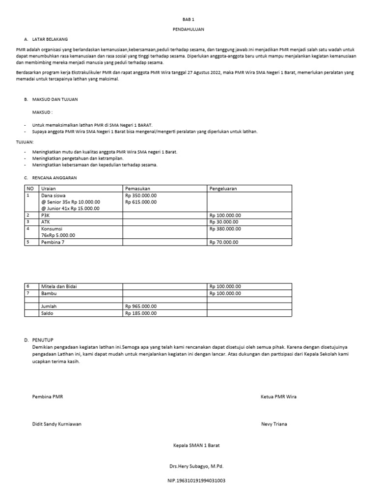 Deskripsi PMR di Raport SMA Negeri 1 | PDF