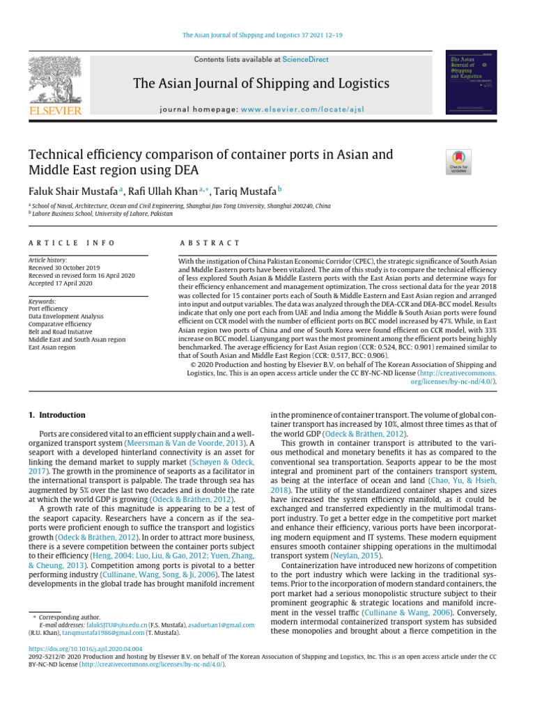 Efficiency Comparison of Asian Ports | PDF | Benchmarking | Port