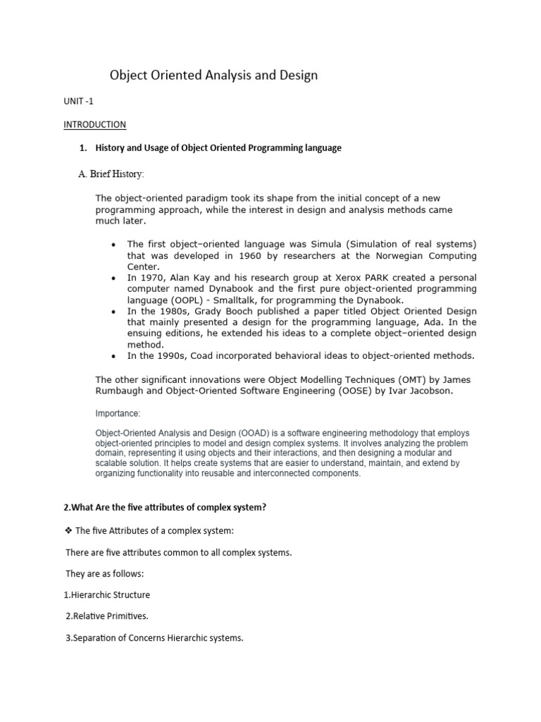 Object Oriented Analysis and Design | PDF | Class (Computer Programming ...