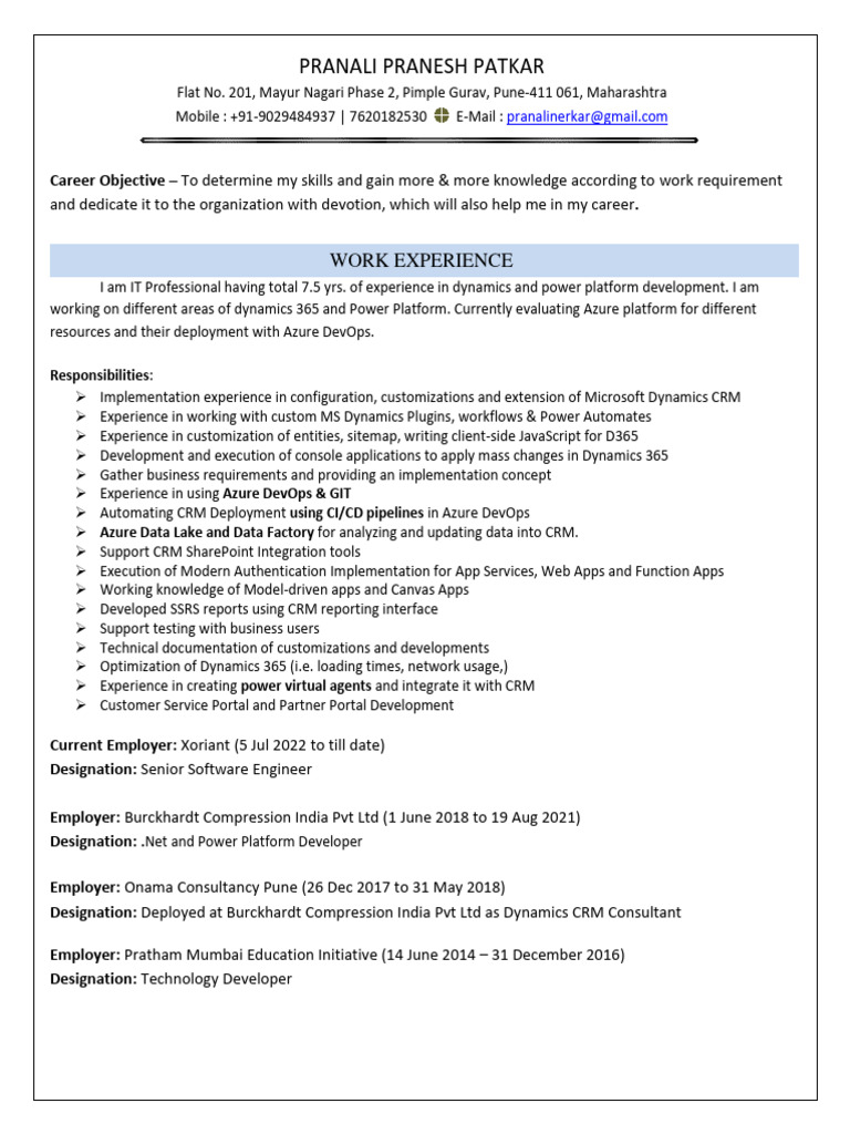 CRM Resume PDF Customer Relationship - 1719007313