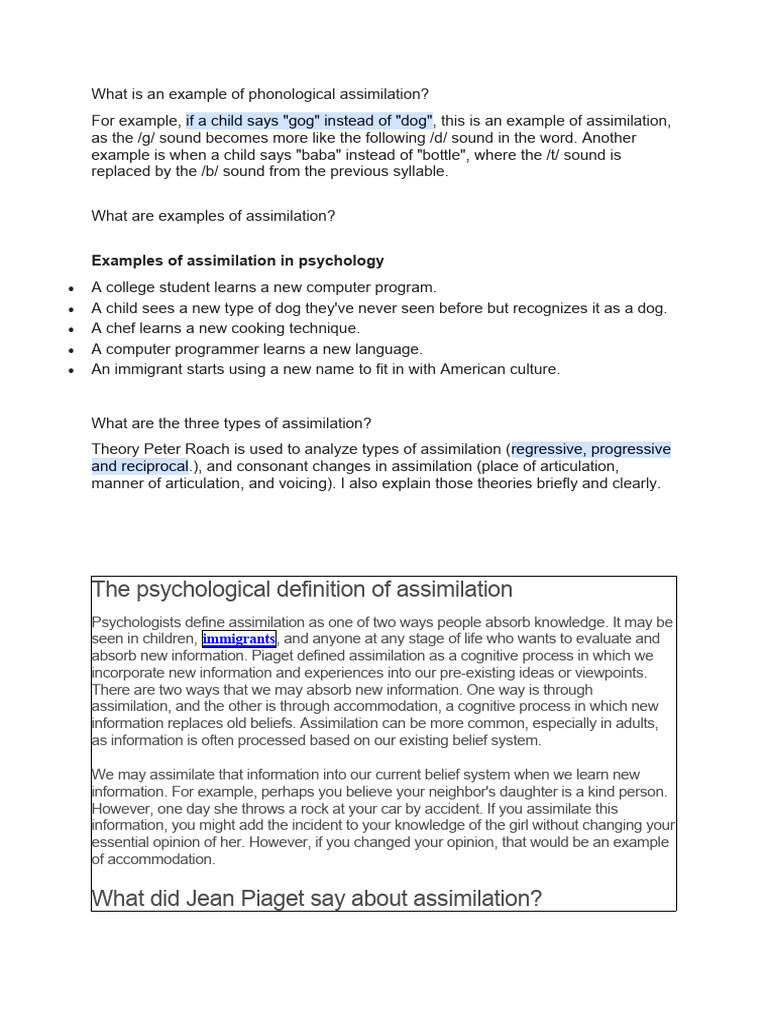 Understanding Assimilation in Learning | PDF | Linguistics ...