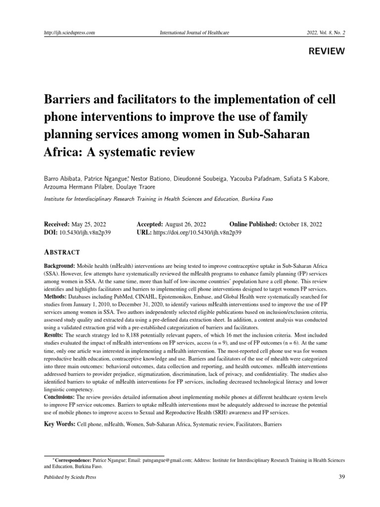 Barro Et Al 2022 Barriers And Facilitators To The Implementation