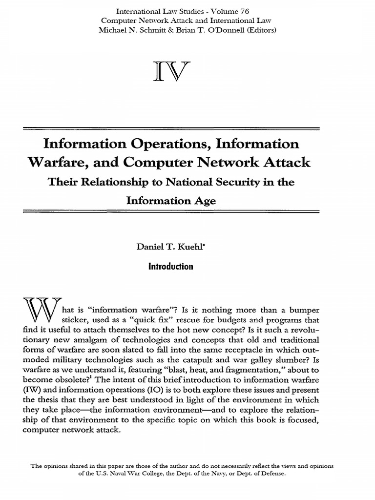 Information Operations Information Warfare and Computer Network | PDF ...