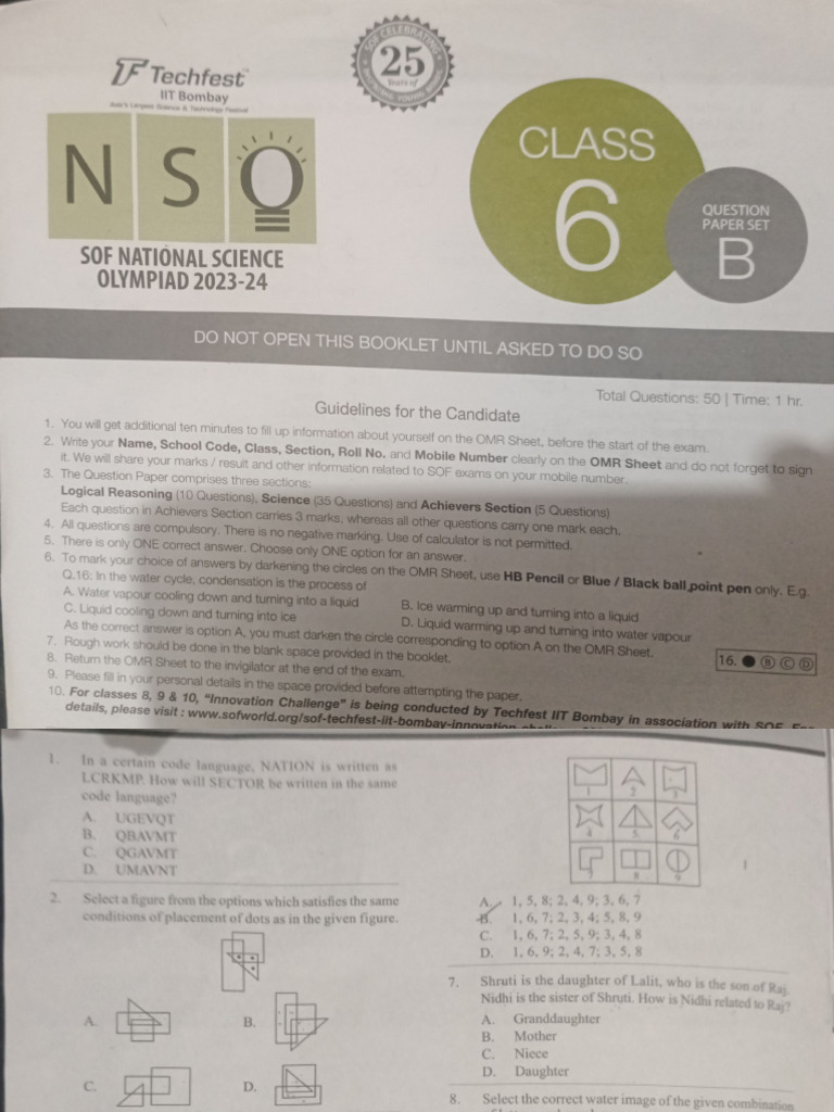 Class 6 Imo Set B | PDF