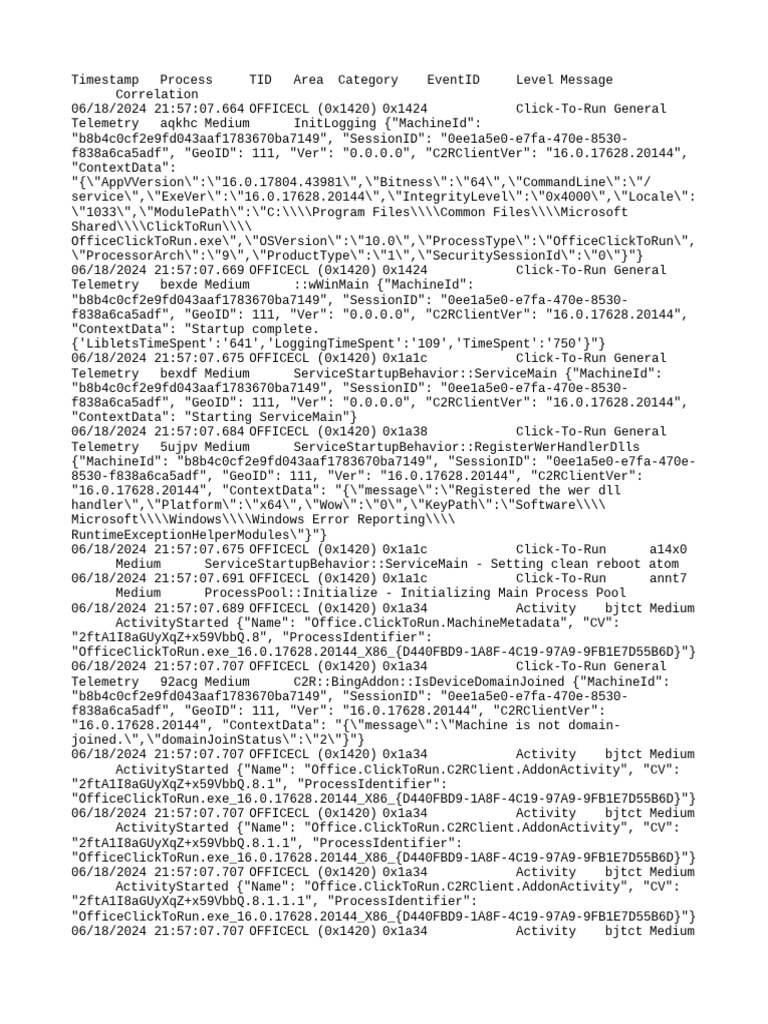 Click-To-Run Telemetry Log | PDF | Operating System Families | Computing