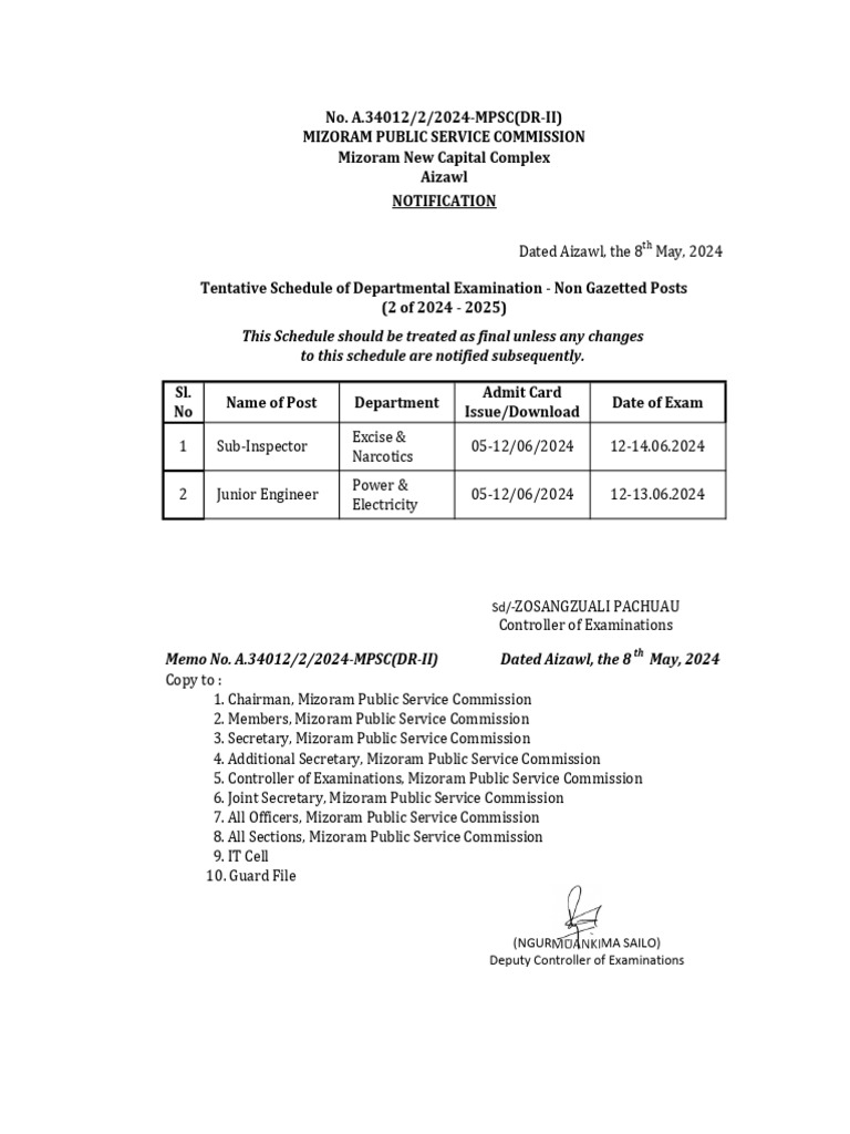 MPSC Exam Schedule 2024 | PDF