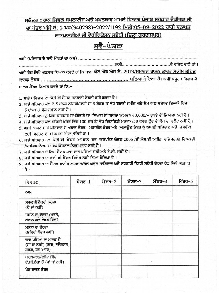 Rashan Card Self | PDF