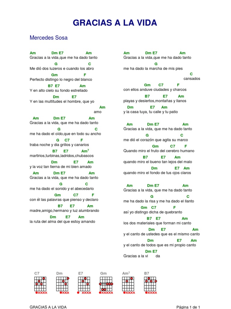 Gracias A La Vida - Mercedes Sosa | PDF