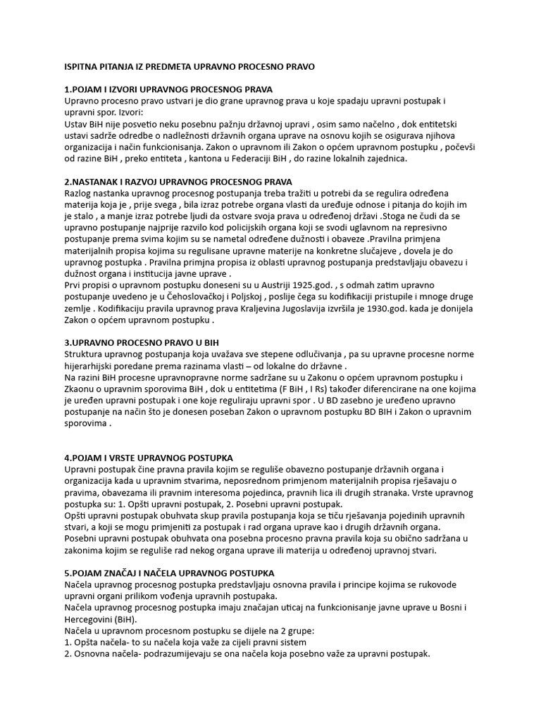 Pitanja Za Upravno Procesno Pravo | PDF