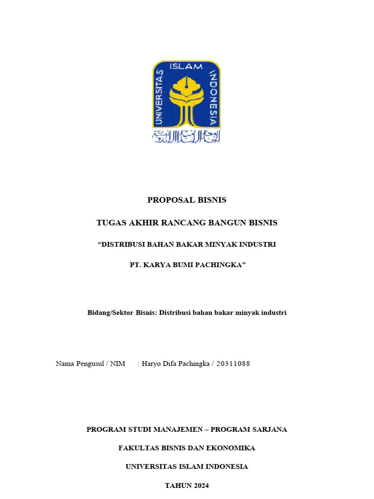 Final Proposal RBB Pt. Karya Bumi Pachingka | PDF