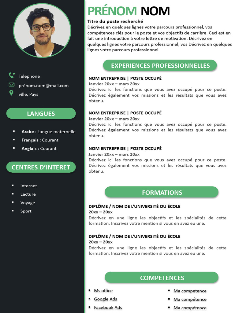 Modèle de CV Professionnel Complet | PDF