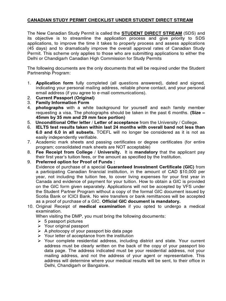 New Canada Visa Checklist 2019 Sds Pdf Travel Visa