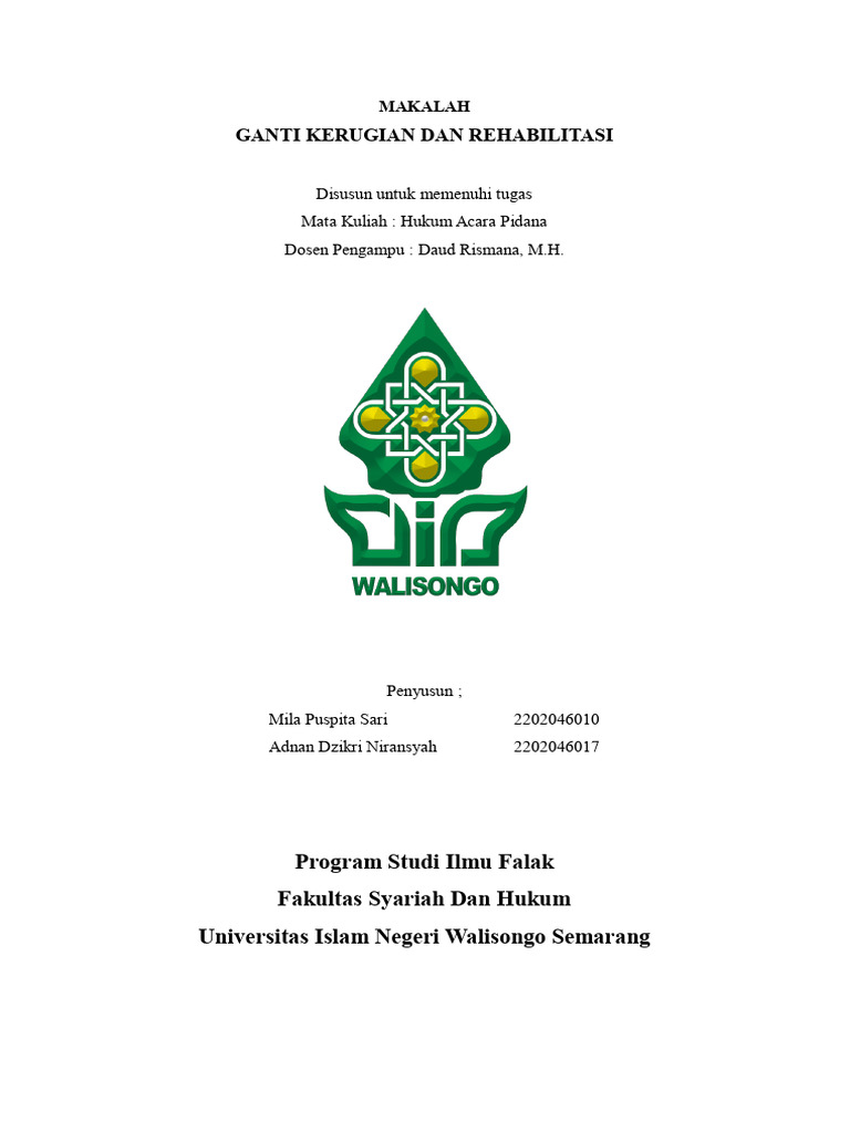 Ganti Kerugian Dan Rehabilitasi KEL 8-1 | PDF | Hukum