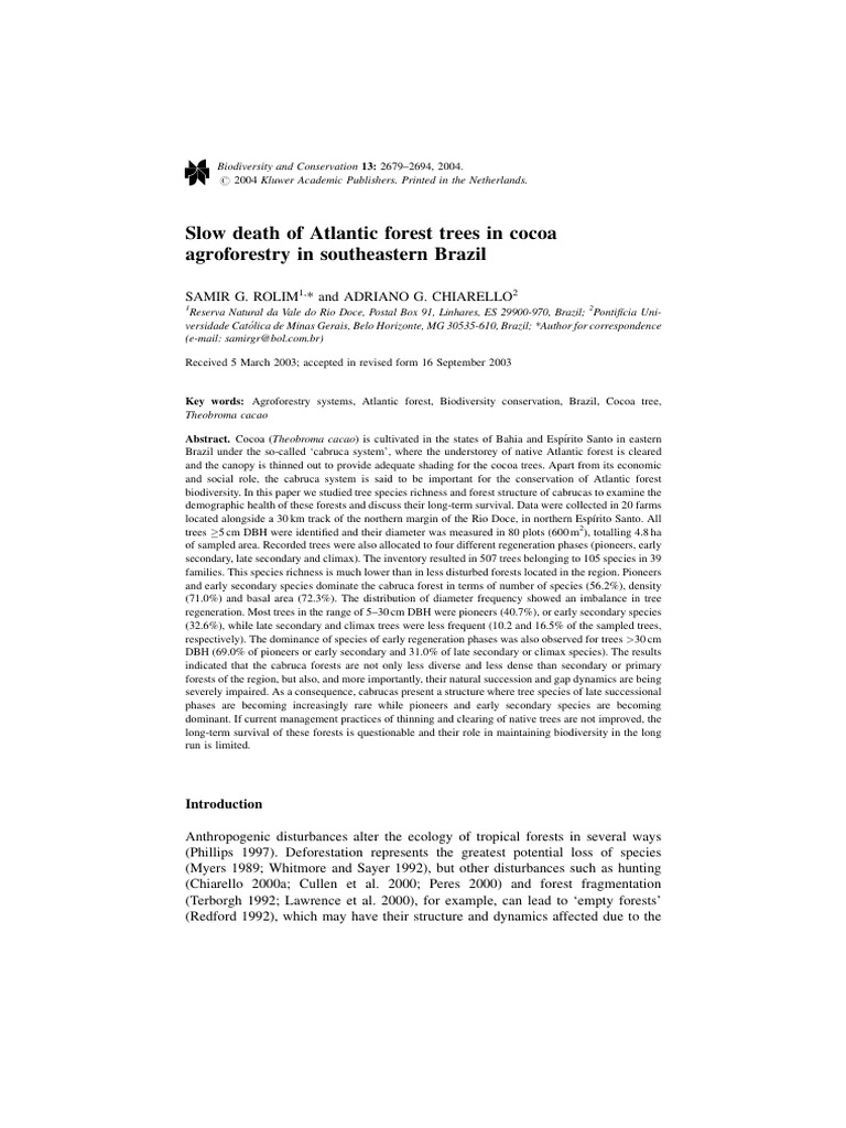 Slow Death Atlantic Forest | PDF | Disturbance (Ecology) | Forests