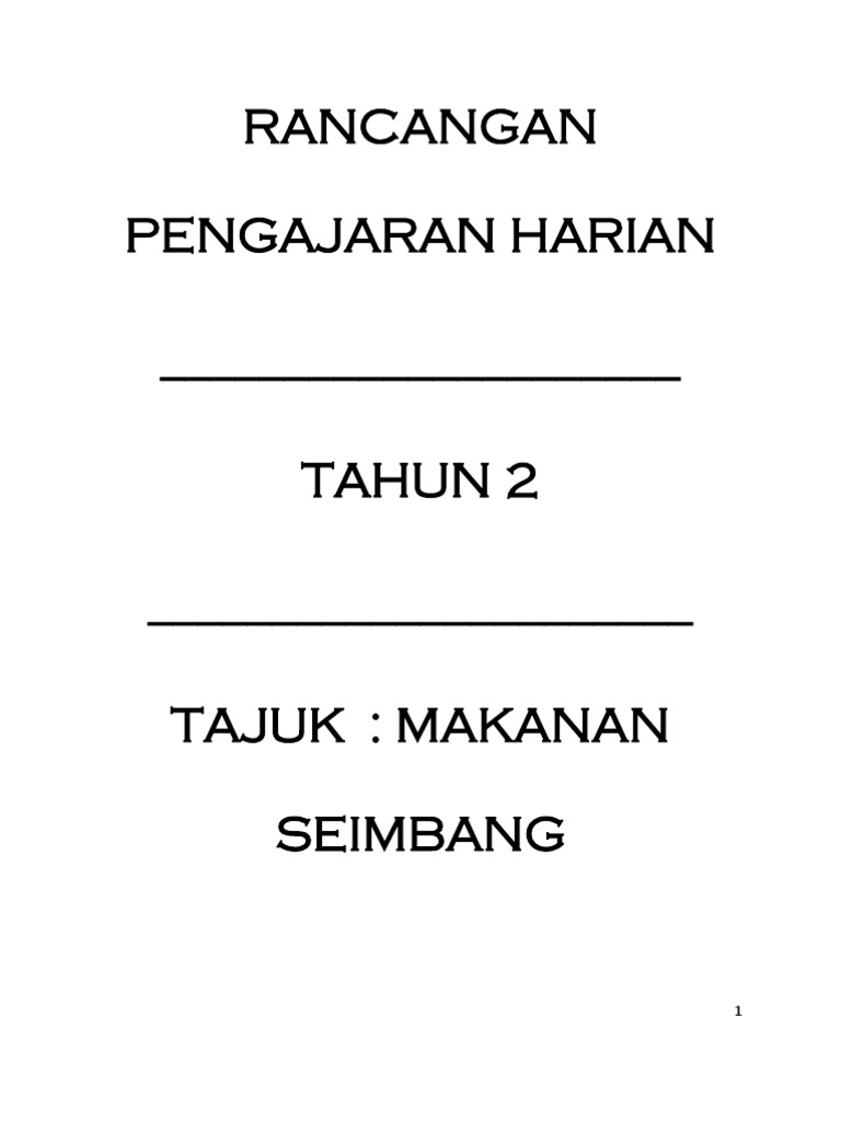 Contoh Rph- Tahun 2 (Makanan Seimbang)