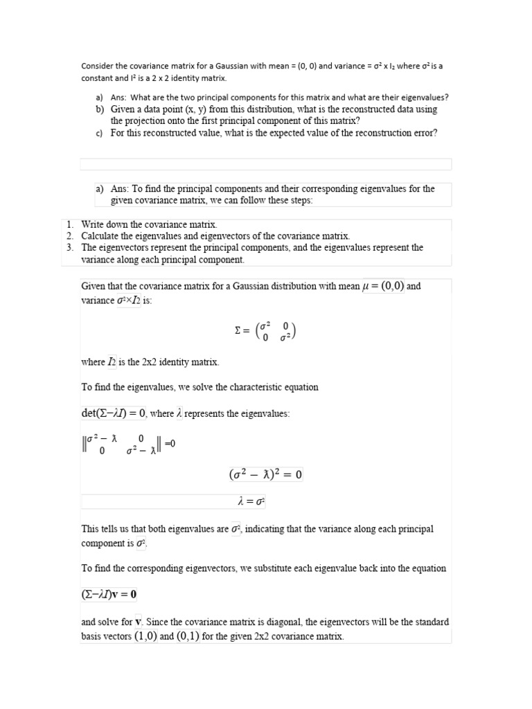 Principal Components of Gaussian Covariance | PDF | Eigenvalues And ...