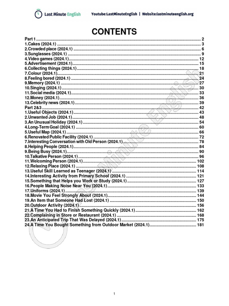 Last+Minute+English+ +IELTS+Speaking+New+Answers+ +january+2024 | PDF ...