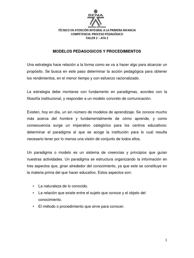 Modelos Pedagógicos en Educación Infantil | PDF | Aprendizaje | Pedagogía