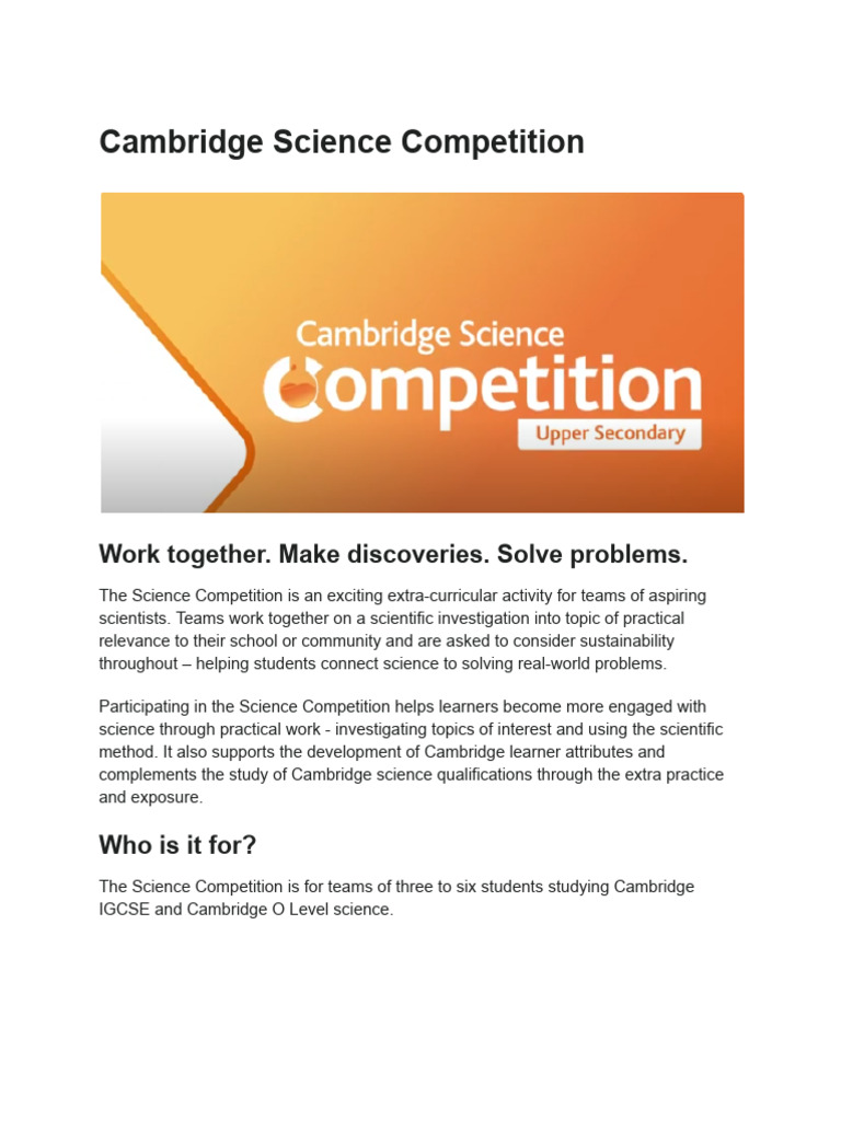 Cambridge Science Competition 2023 | PDF | Science | Scientific Method