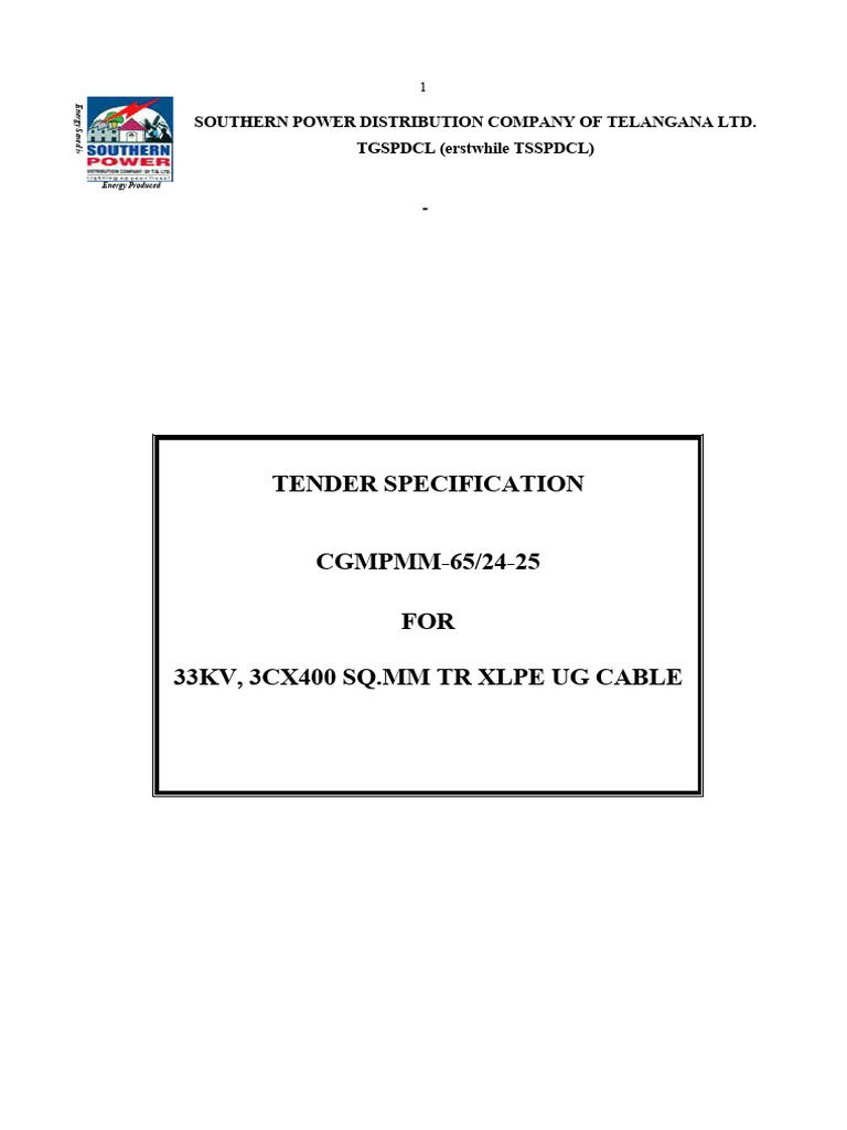Tender for 33KV TR XLPE Cable | PDF | Taxes | Specification (Technical ...