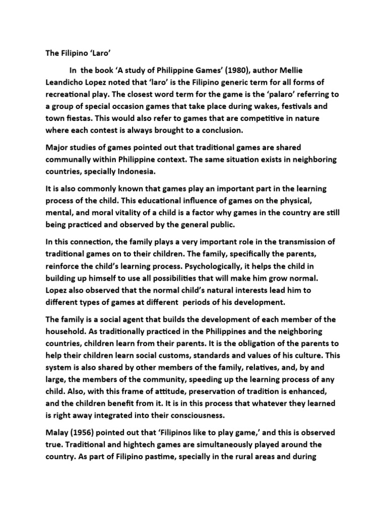 Traditional Games of Filipinos | PDF