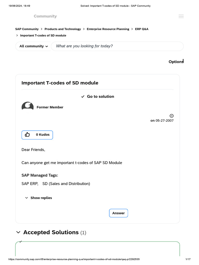 Solved important t codes of sd module sap community pdf invoice